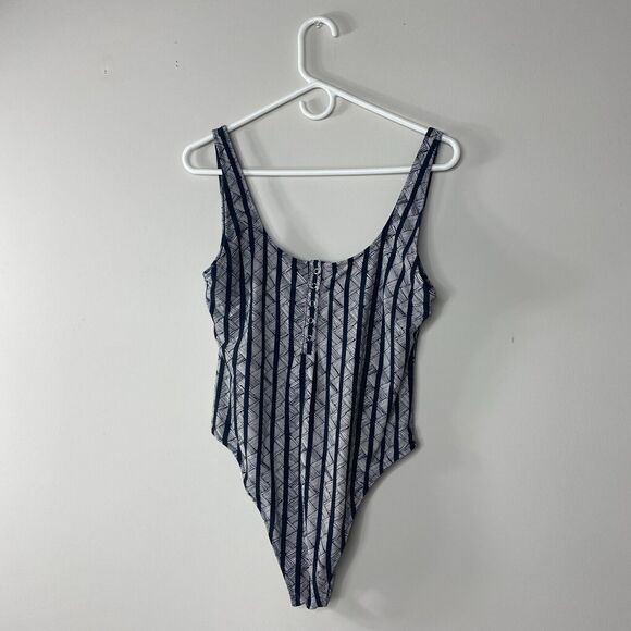 aerie Other - Aerie Womens Swimsuit Size XL Gray Black One Piece Striped Curvy Summer Swimming